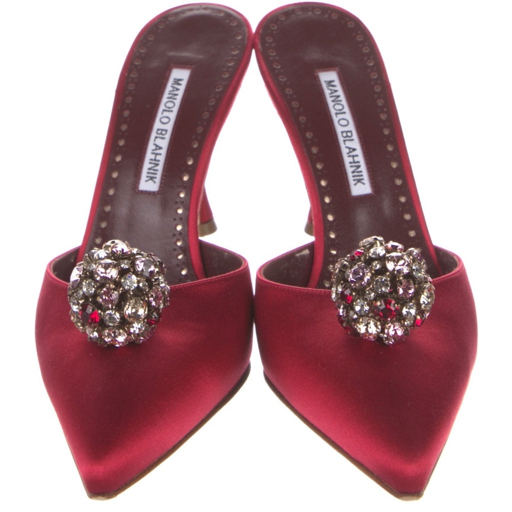 Manolo Blahnik Crystal Embellishment Mules